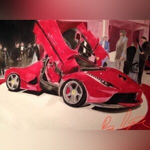 Digital print of my Ferrari watercolor NWT of mine on an A4 color copy print